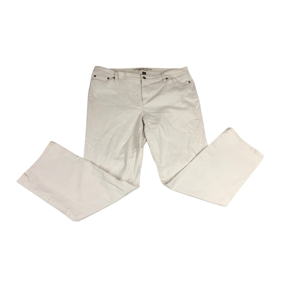 Lauren Ralph‎ Lauren Classic Straight Jeans 16W Cream Off White Premium Denim